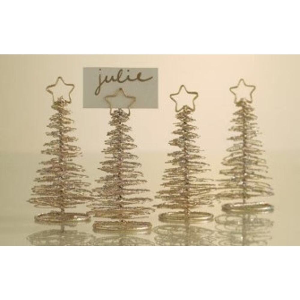 New Tag Christmas Wire Tree Place Card Holders Set of 4 Holiday Table Decor Gold